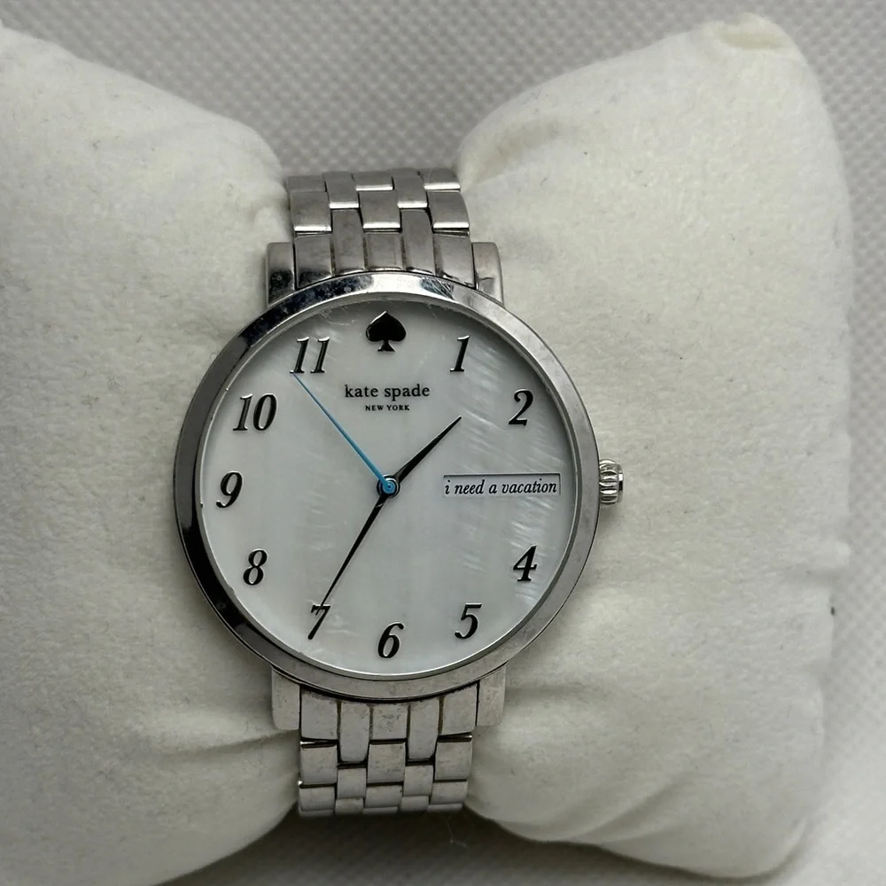 Kate Spade Silver Bracelet Watch “I Need a Vacation” Dial – 2.5”
